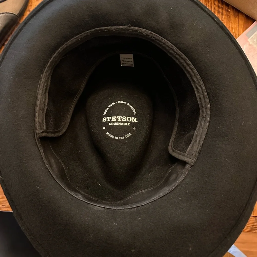 Stetson Crushable Black Wool Fedora Hat XXL Made in USA - Picture 5 of 7